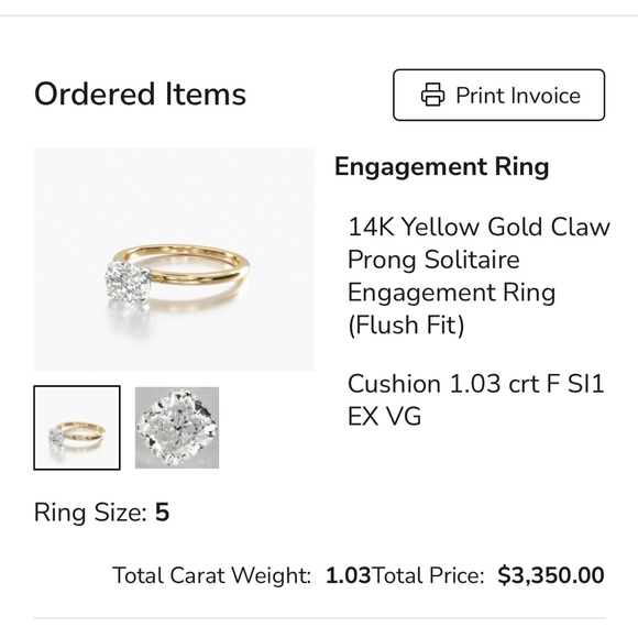 Elegant 1.03ct Cushion Cut Gold Engagement Ring - Picture 5 of 7